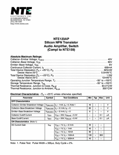   datasheet from NTE